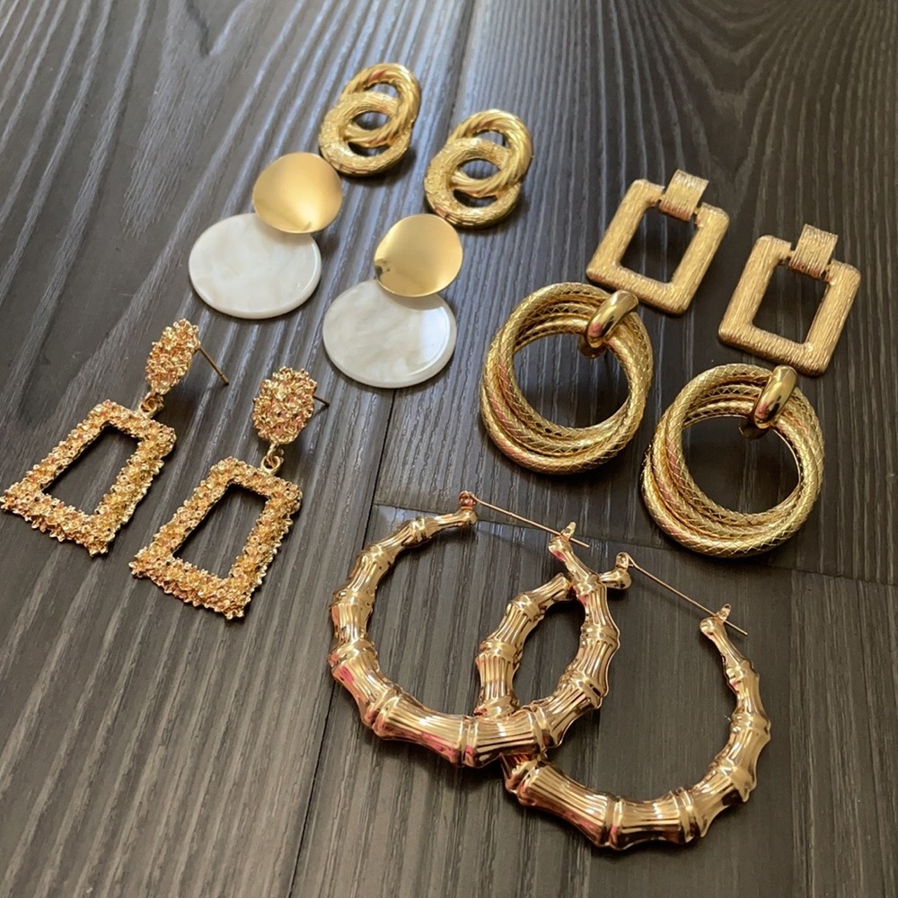 NEW Set of new trendy luxury gold earrings - Picture 4 of 13